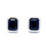 Blue Sapphire Rectangular Earrings