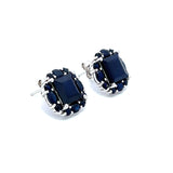 Blue Sapphire Flower Earrings
