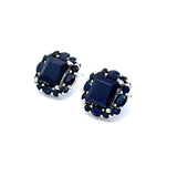 Blue Sapphire Flower Earrings