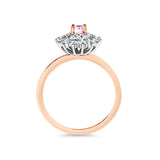 0.73Ct Pink and White Diamond Double Halo Engagement Ring