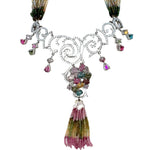 Tourmaline Multi Coloured 12 Strand Necklace With Tassel