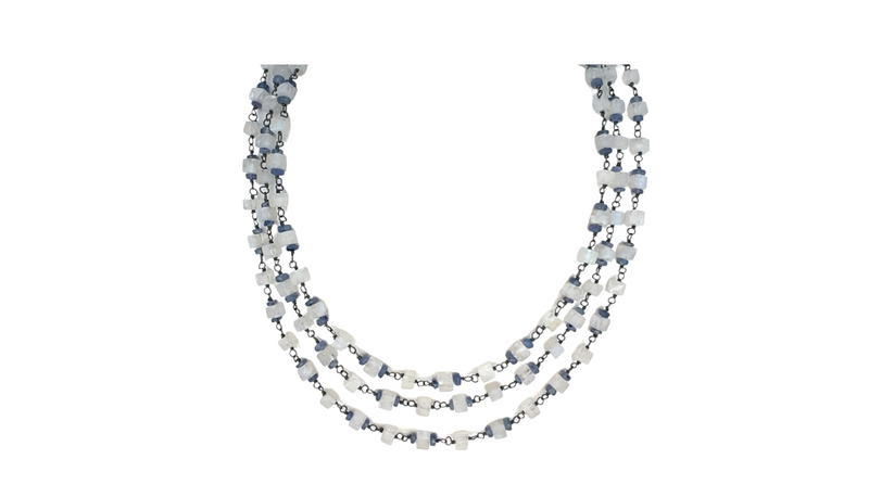 Moonstone Kyanite 3 Strand Necklace