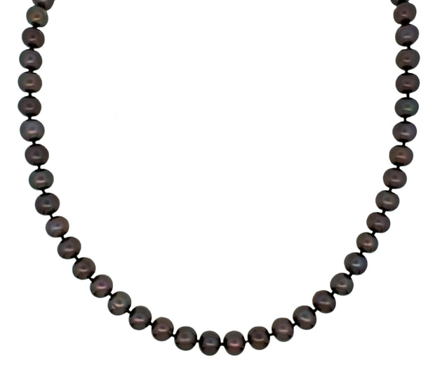 Black Freshwater Pearl Round Necklace