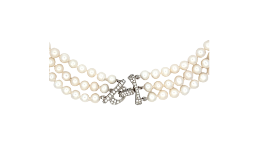 White Freshwater Pearl Triple Strand Necklace