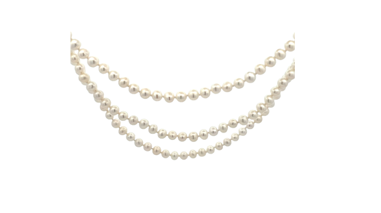 White Freshwater Pearl Triple Strand Necklace