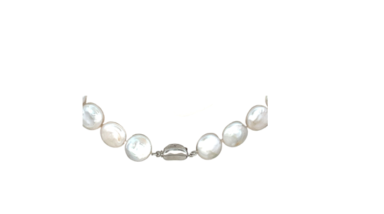 White Freshwater Pearl Coin Necklace