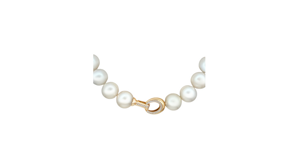 White South Sea Pearl with Diamond Clasp Necklace