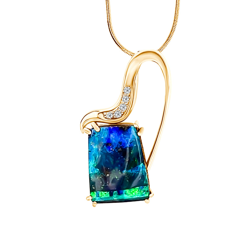 Trapezoid Boulder Opal Pendant