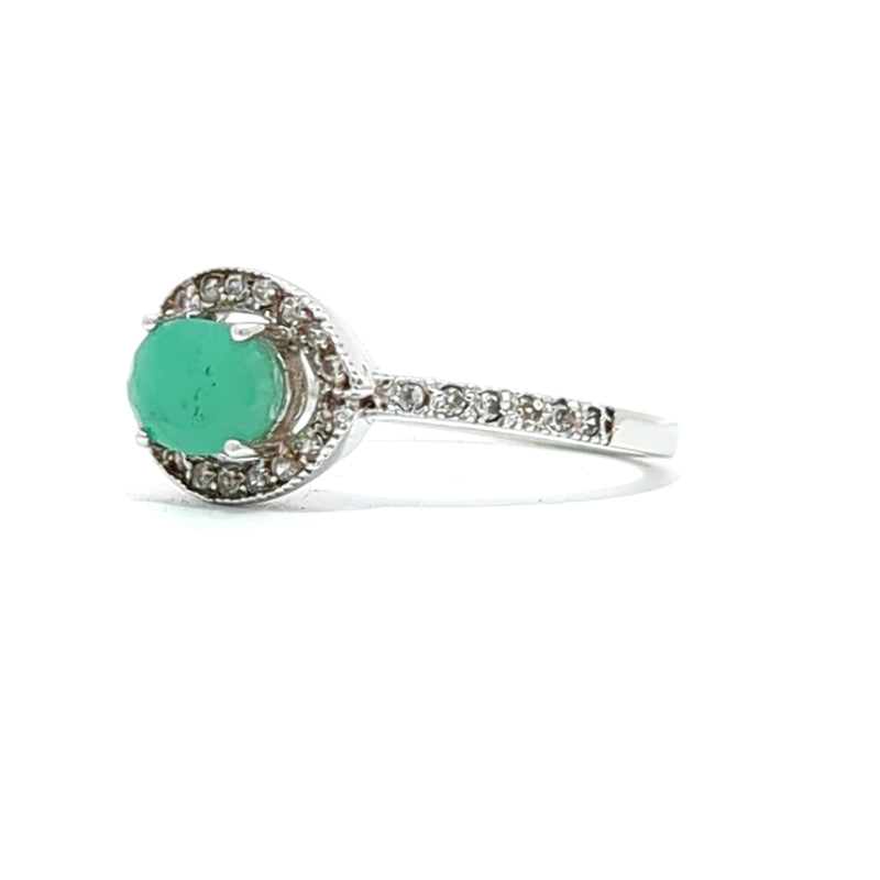 Oval Emerald Cubic Zirconia Ring