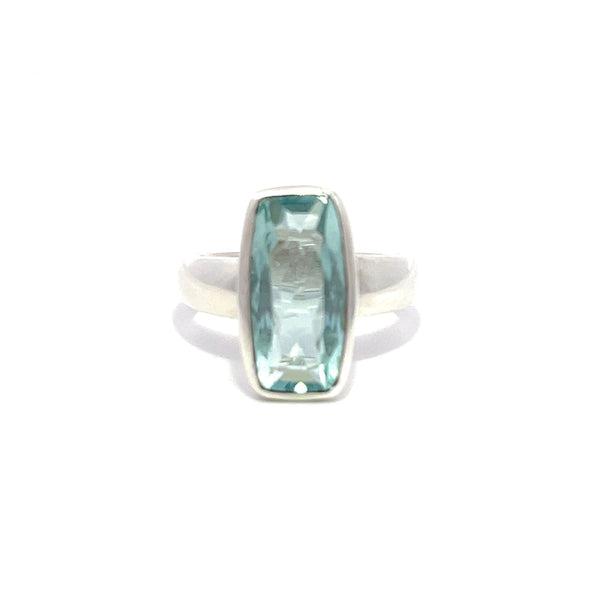 Sterling Silver Aquamarine Oblong Ring