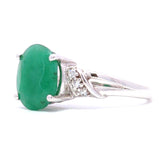Emerald Oval with Cubic Zirconia Accents Ring