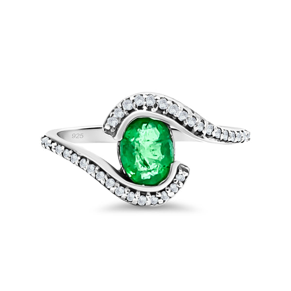 Emerald Diamond Oval Ring