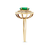 Oval Emerald Double Halo Diamond Ring