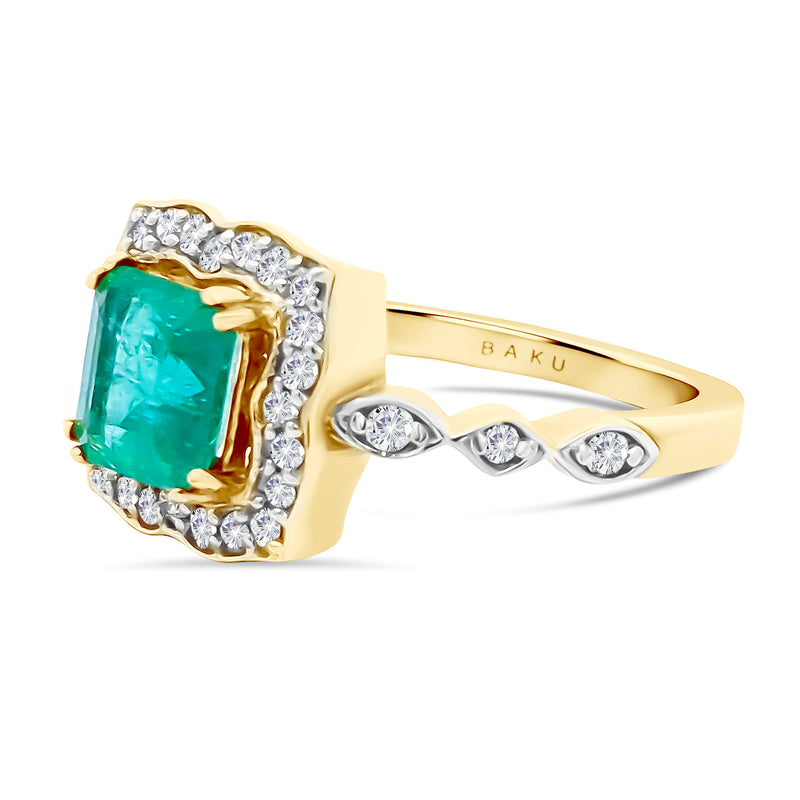 Cushion Emerald Diamond Ring