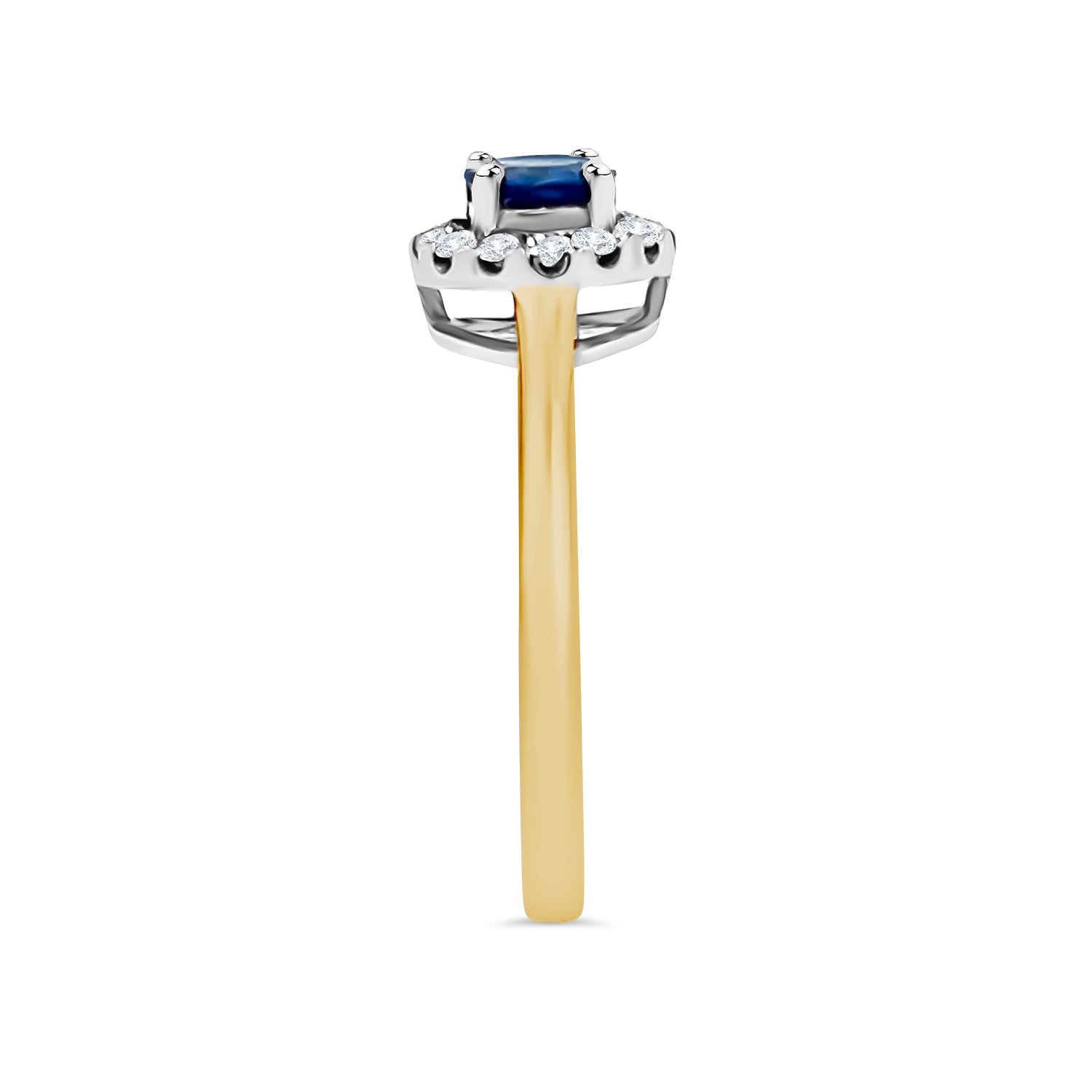 Blue Sapphire Round Diamond Ring