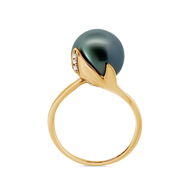 Black South Sea Pearl Diamond Ring