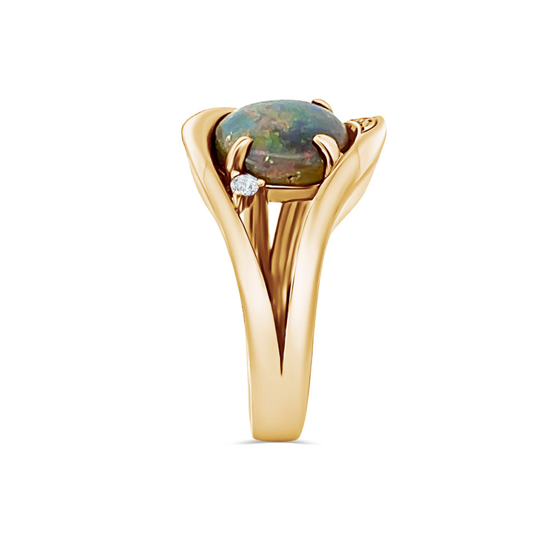 Black Opal Diamond Oval Ring
