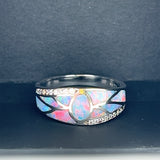 Opal Inlay Cubic Zirconia Ring