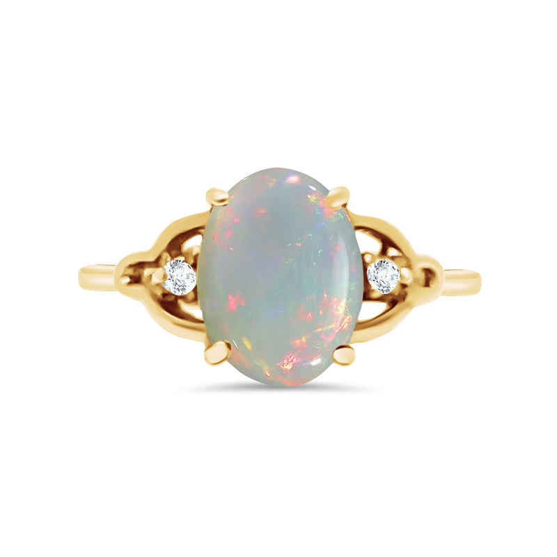 White Opal Diamond Ring