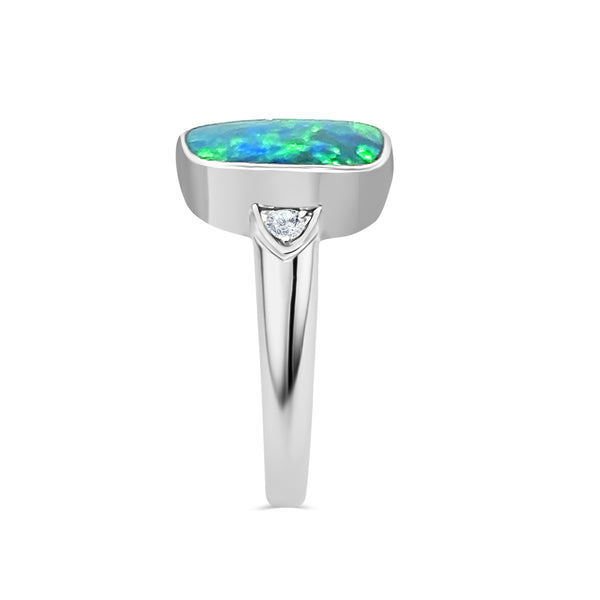 Doublet Opal and Diamond Ring