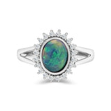 Black Opal and Diamond Ring