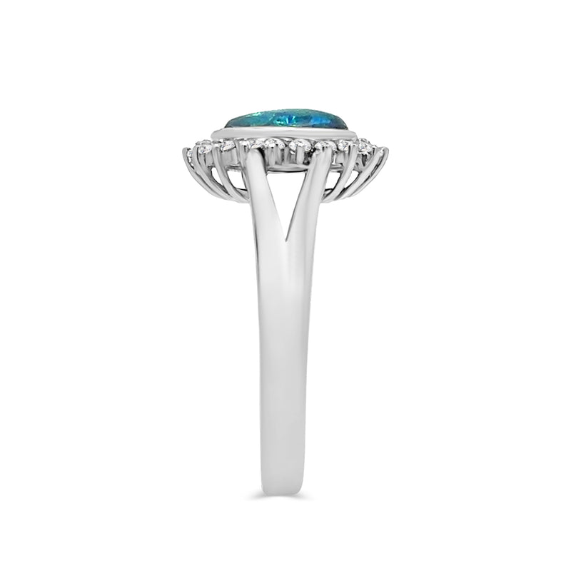  Black Opal and Diamond Ring