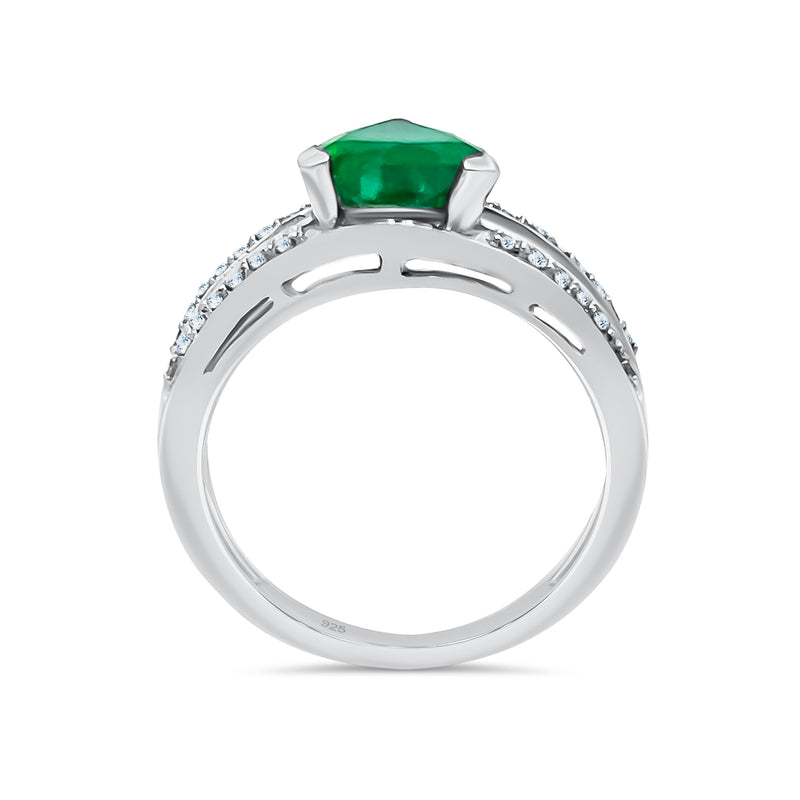 Emerald Diamond Triangle Ring