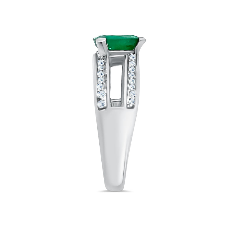 Emerald Diamond Triangle Ring