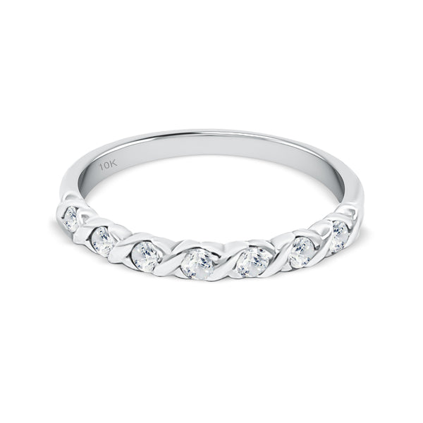 Cross Diamond Half Eternity Ring