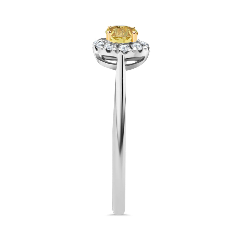 Champagne Round Diamond Halo Engagement Ring