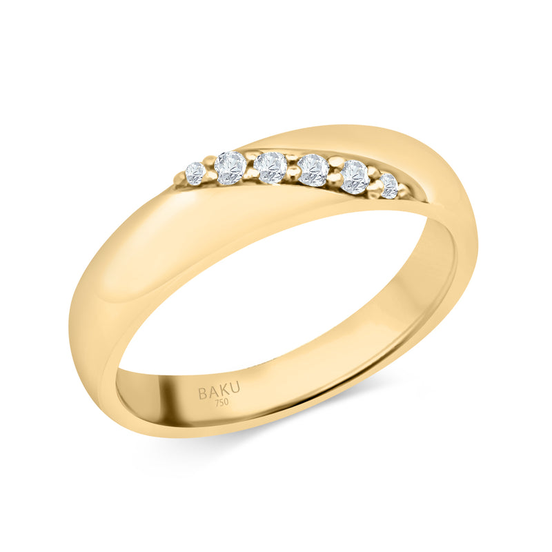 Six Diamond Channel Wedding Band Ring