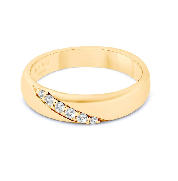 Six Diamond Channel Wedding Band Ring