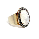 Moonstone Oval Black Diamond Ring