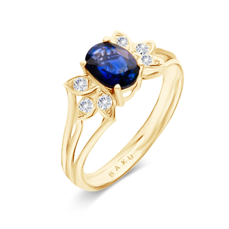 Sapphire Diamond Oval Ring