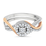 Round Diamond with Rose Gold Twist Set Engagement Ring