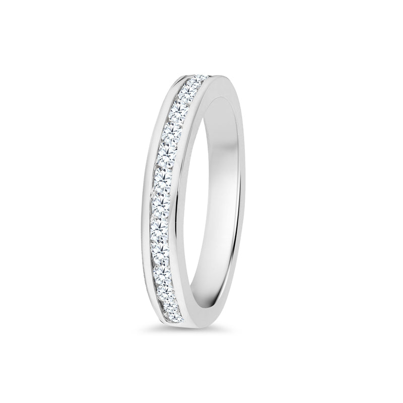 Channel Diamond Half Eternity Wedding Band Ring