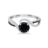 Black Round Brilliant Diamond Ring