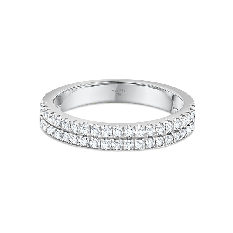 Lab Grown Diamond Half Eternity Double Row Wedding Band Ring