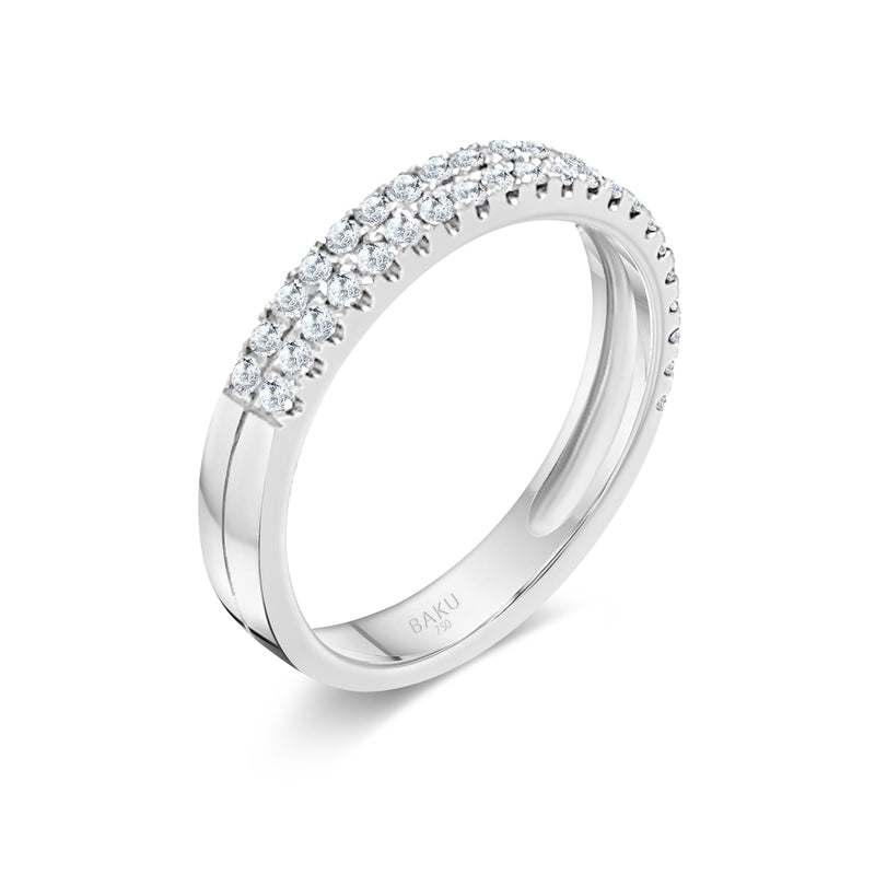 Lab Grown Diamond Half Eternity Double Row Wedding Band Ring
