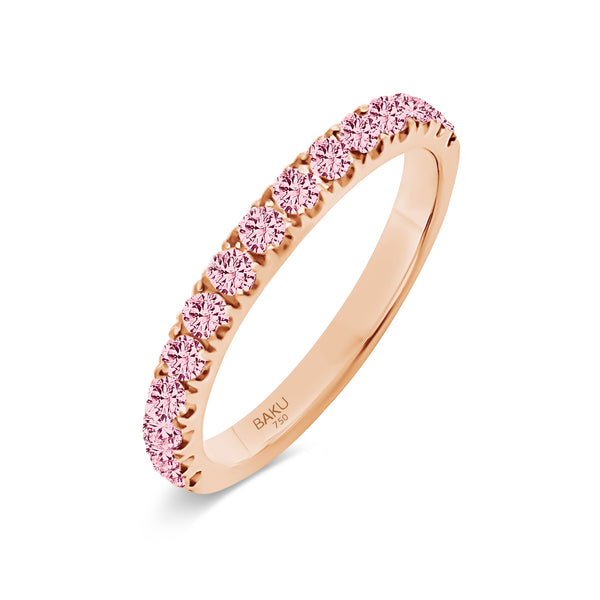 Lab Grown Pink Diamond Half Eternity Wedding Ring