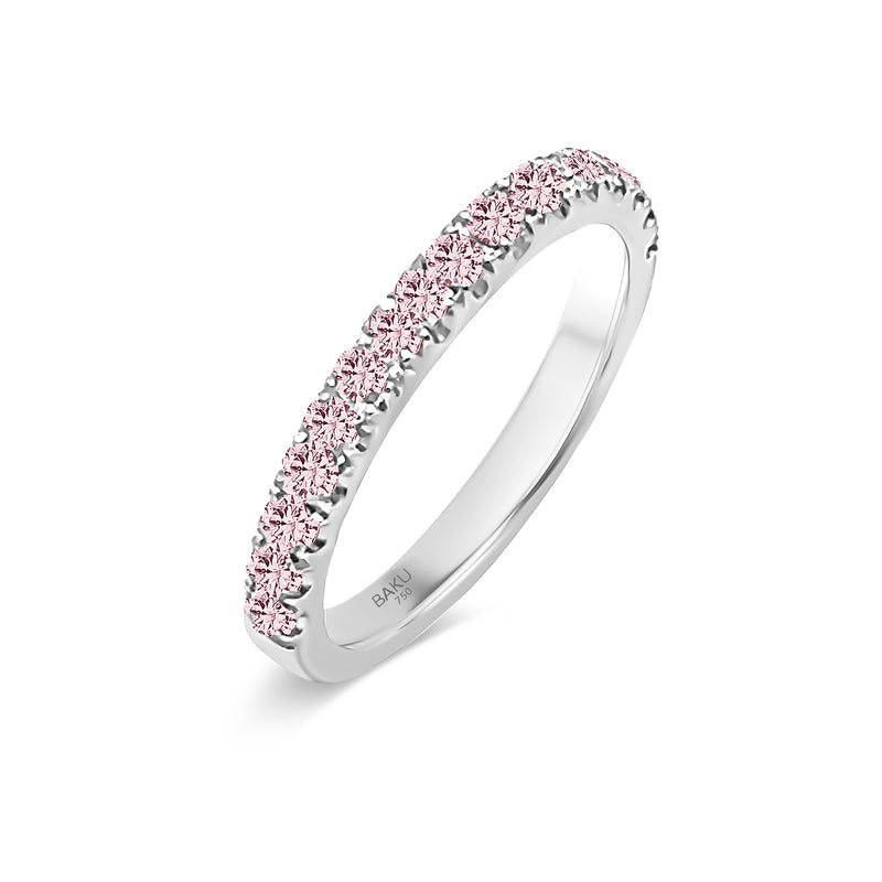 Lab Grown Pink Diamond Half Eternity Wedding Ring