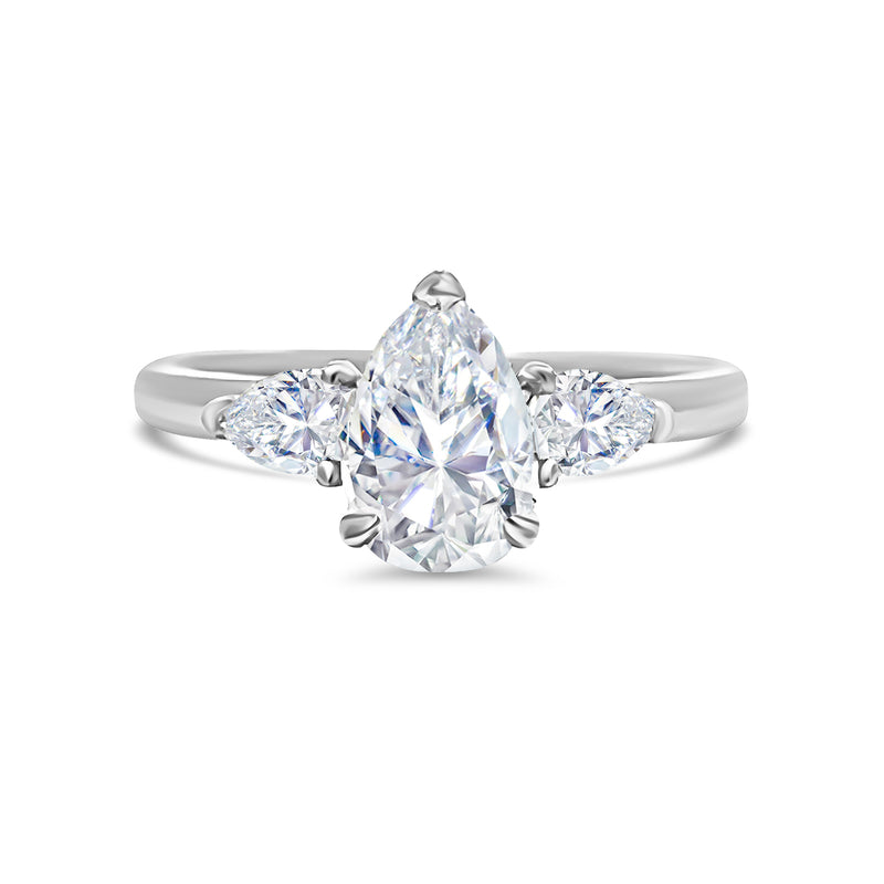 Lab Grown Tri Pear Diamond Engagement Ring