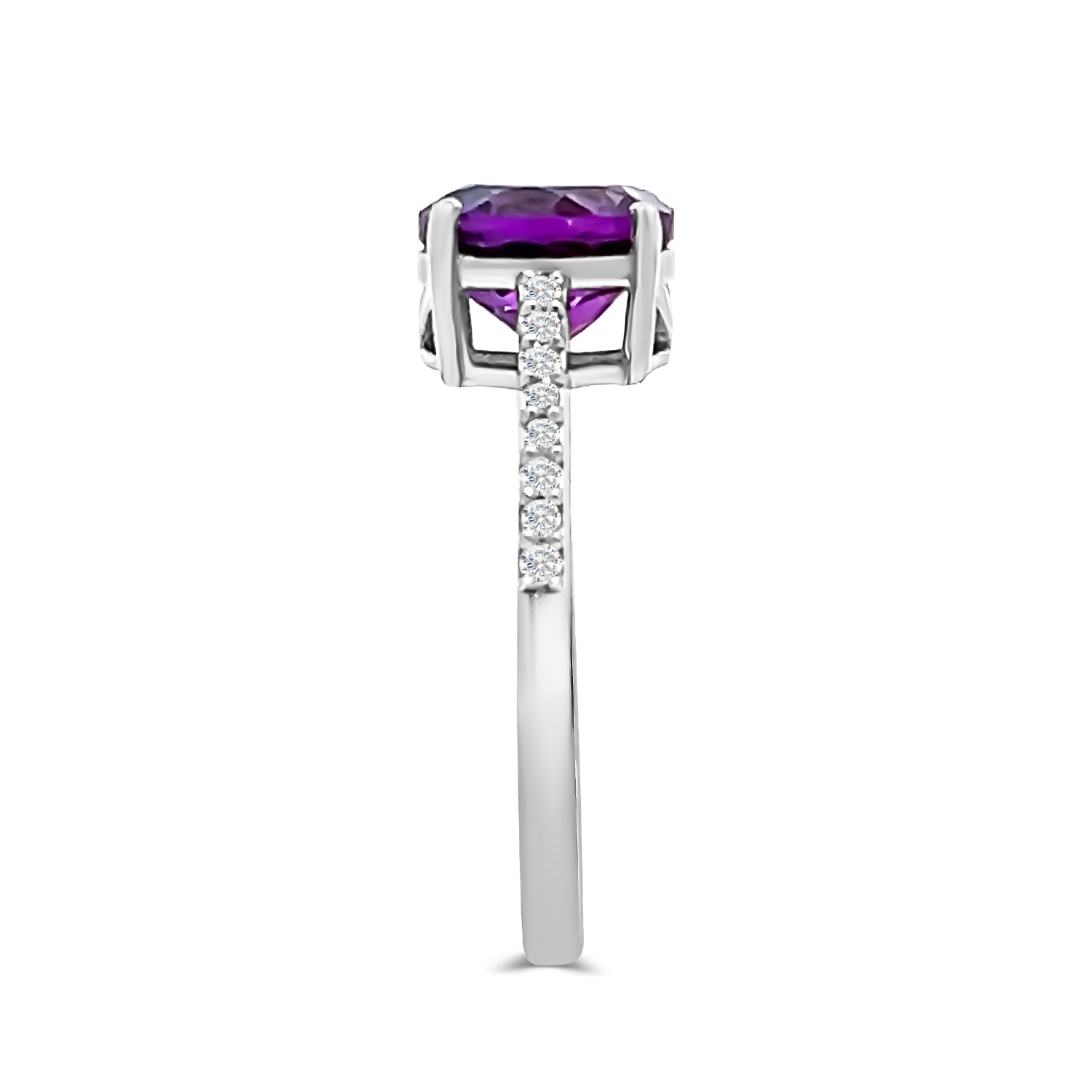 Round Amethyst & Diamond Ring