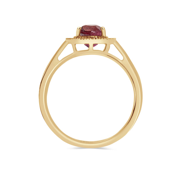 Pink Tourmaline Diamond Oval Ring