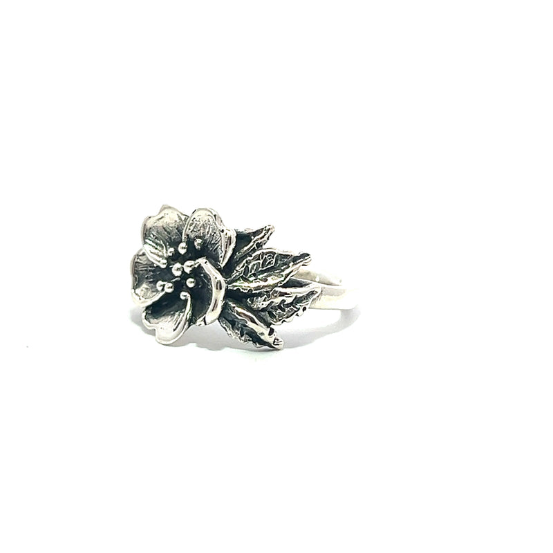 Mexican Silver Flower Oxidized Ring