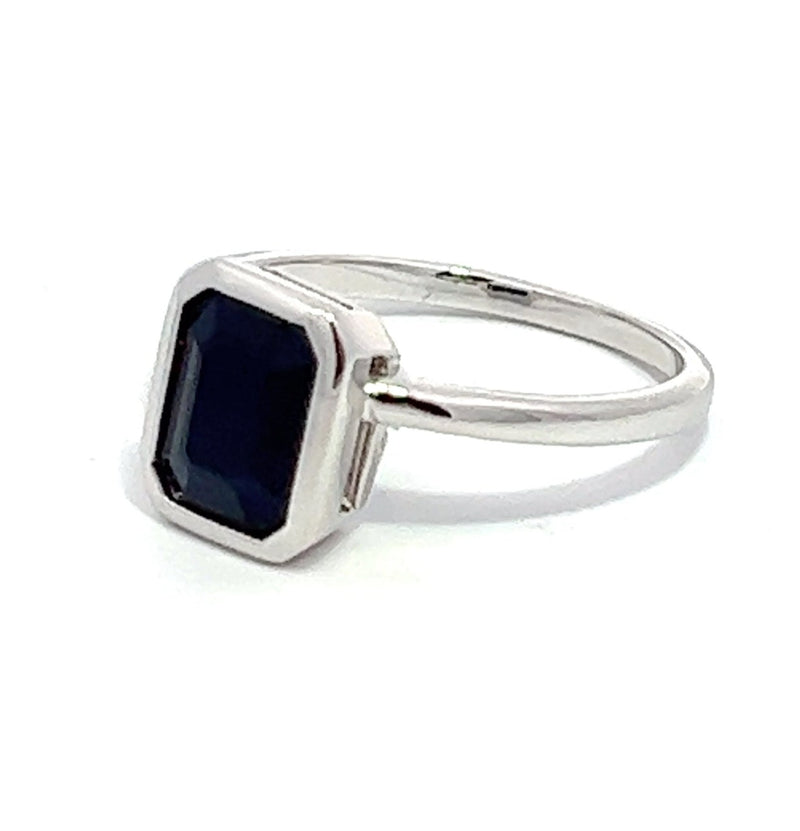 Blue Sapphire Rectangular Ring