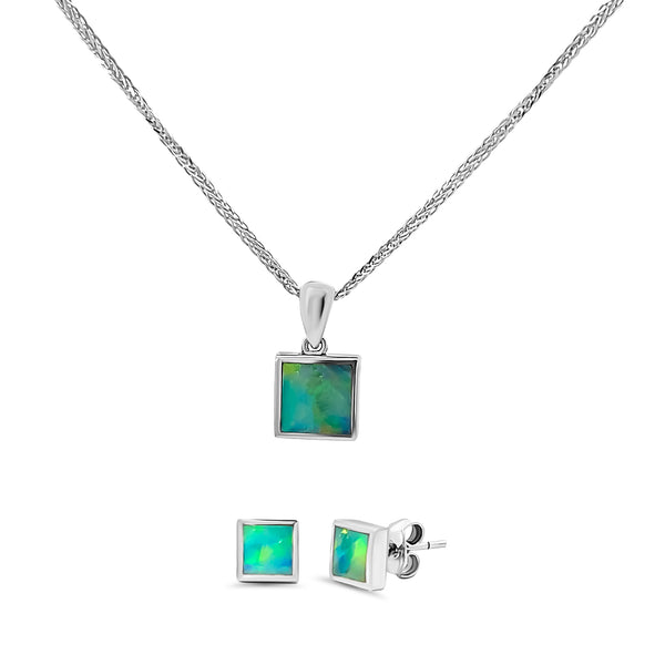 Doublet Opal Pendant and Earrings Set