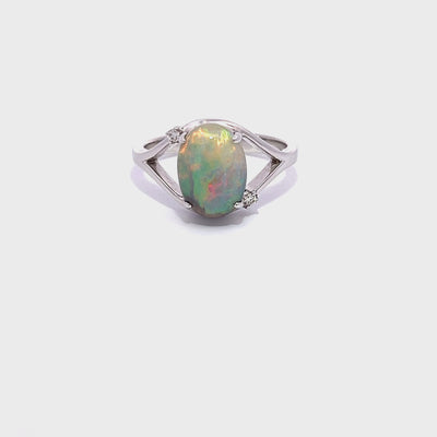 Black Opal Diamond Ring
