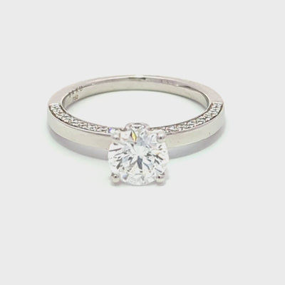 1.42Ct Classic Round Diamond Solitaire with Side Accents Engagement Ring