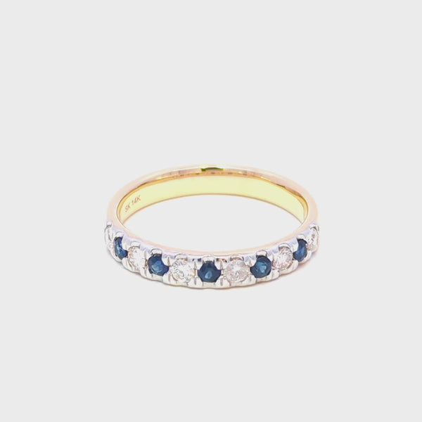 Diamond Sapphire Wedding Band Ring